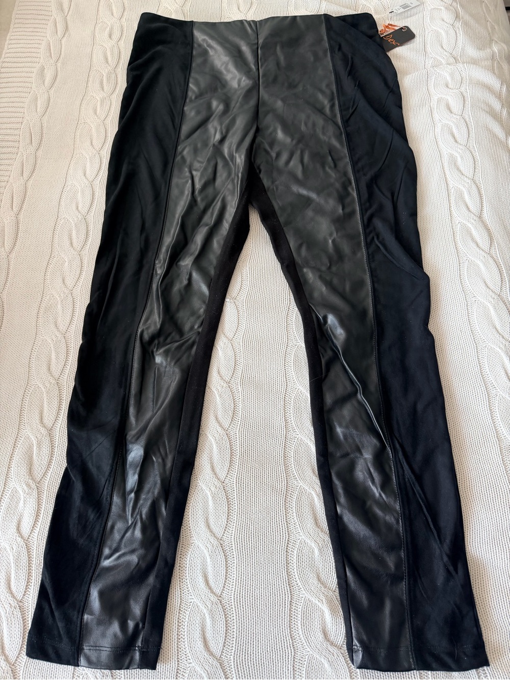 Dex Black Faux-Leather Paneled Women's Plus Size Pants Size 1X